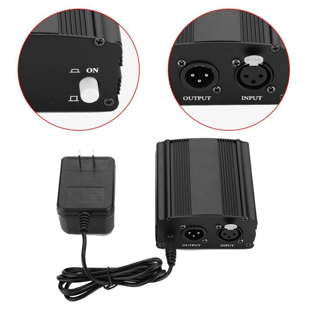 RANNYY Microphone Power Supply 48V Phantom Power Adapter for Condenser Microphones Mini 1-Channel US Regulations