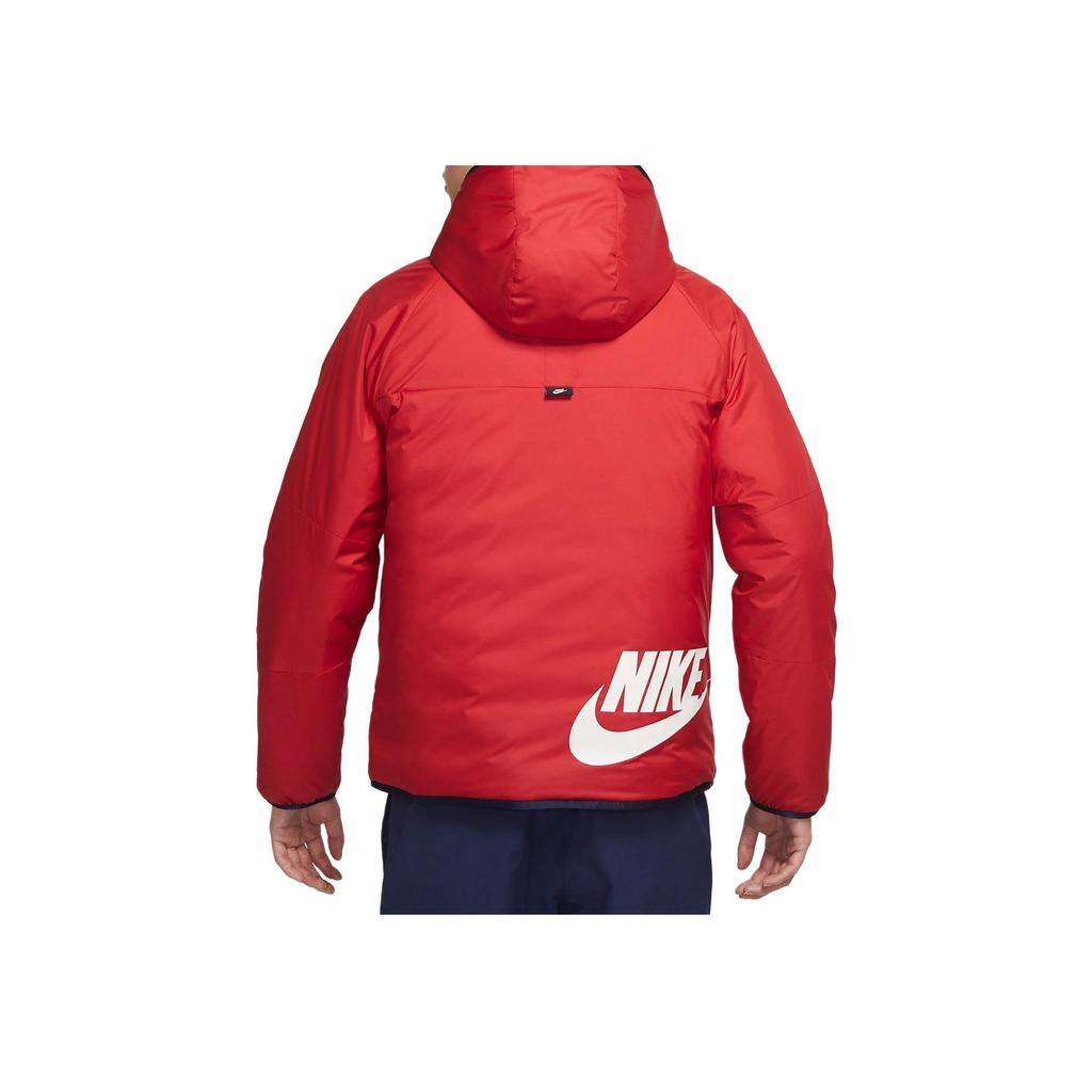 Nike Therma-Fit Legacy Waterproof Reversible Warm Hooded Cotton Jacket Men Outerwear Red Blue DH2784-687