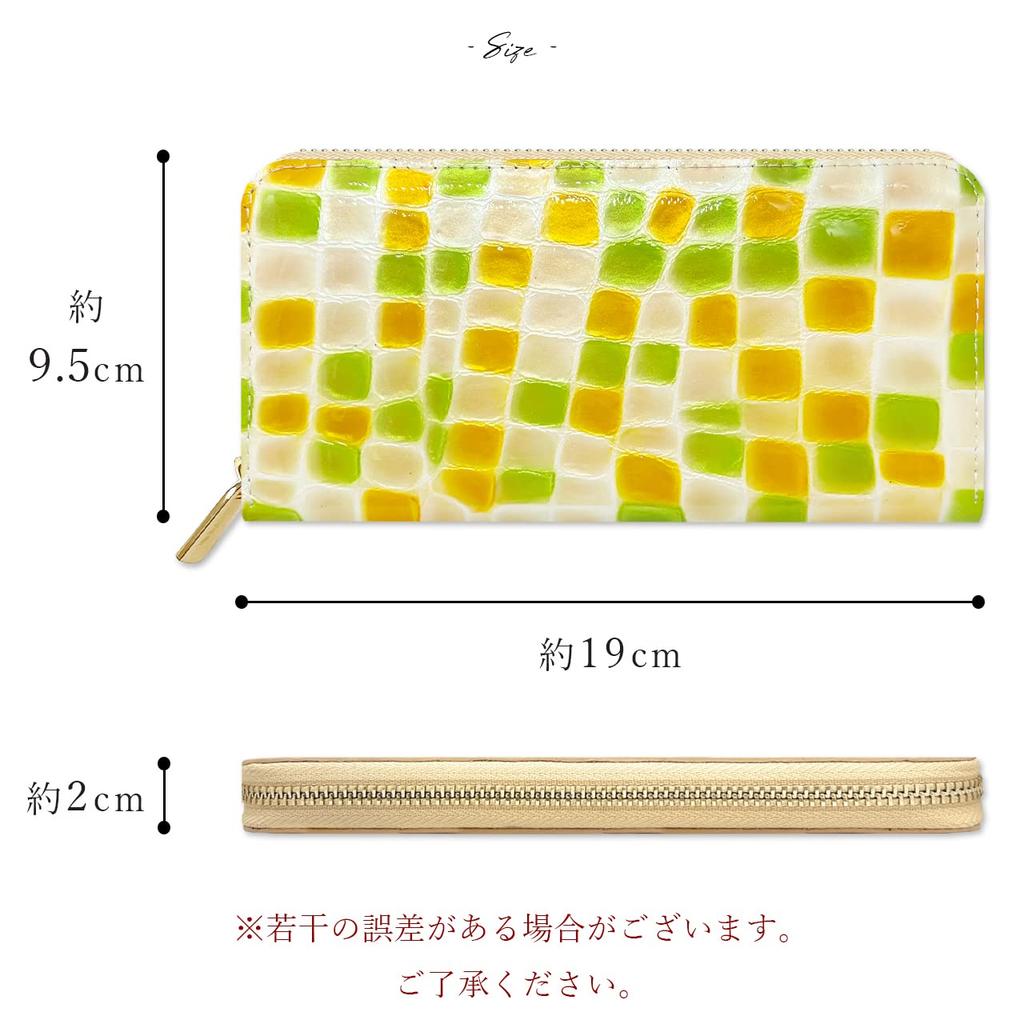 Genuine Leather Round Wallet with Zipper Long Card Coin Cowhide Elegant Stained Glass [leo&aoi] closure, Wallet, Slots, Purse, Leather, Leather,