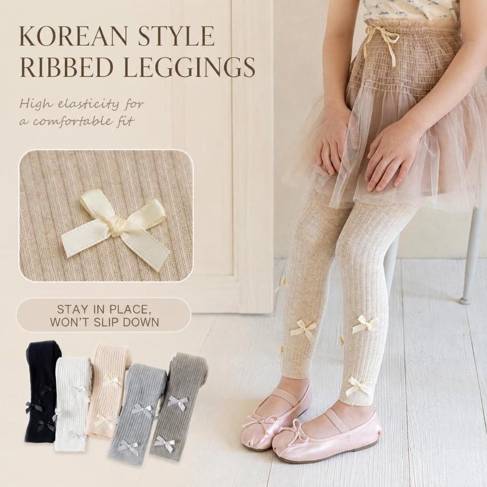 Slim-Fit Girls Bow Leggings Skin-Friendly Children Ankle Pants  Girls 1-6 Years Old