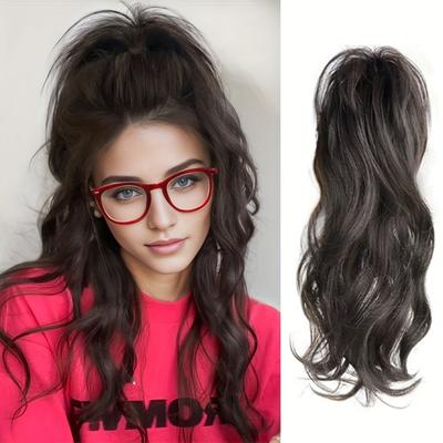 Synthetic Claw Ponytail Long Curly Wavy Ponytail Clip In Hair Extensions Natural Wig For Women Daily Use