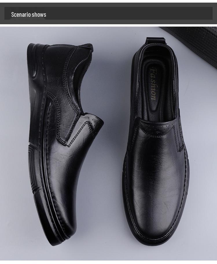 Men's Spring Loafers: Formal Leather Slip-on, Low-top Casual Driving Shoes, Top Layer Cowhide