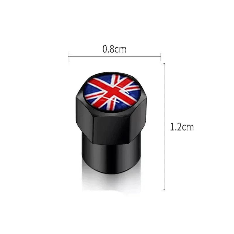 4Pcs/Set Car Tire Valve Caps Wheel Valve Cap Auto Tyre Air Valve Stem Caps Dust Cover for F1 UK Flag Car Vehicles Styling