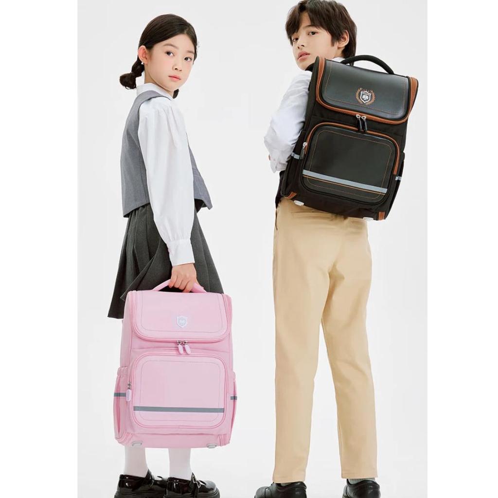 M&G Backpack, Lightweight Shoulder Bag for Grade 4-6, Urban British Style, Black-Brown, 20L