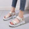221 Frühling und Sommer neue erhöhte Plateau-Sandalen Sportstil offene Zehenpartie Klettverschluss-Sandalen