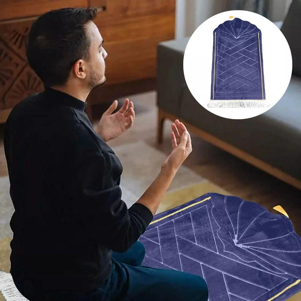 Thickened Prayer Mat Embossing Flannel Carpets High Quality Eid Festival Rugs