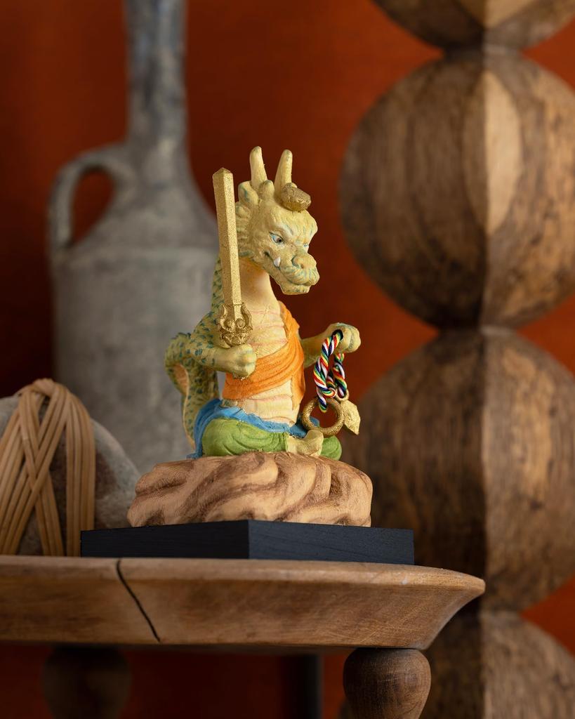 Fudoson Cat Dragon Fudoson Hinoki Guardian deity of those born in the Year of the Wood Buddhist Lucky Ornament Tatsufudouson "Mitsukami Prayer"