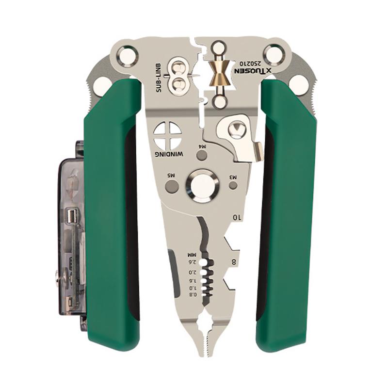 Multifunctional Wire Stripper With Electrical Test Pen Foldable Cable Cutter Crimper Tool, Electrical Folding Pliers For Cutting