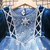 Girls' Elsa Princess Long-Sleeve Cosplay Costume Dress for Spring, Autumn, and Winter - Perfect for Halloween, Birthdays, and Evenings.