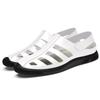 Fashion Casual Outdoor Sandals Split Leather Men Summer Vacation Beach Non-Slip Hollow Out Shoes Comfort Soft Sole Retro Style Sandals