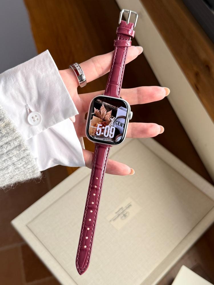 Leather Slim Band For iWatch Ultra 11 10 9 8 7 6 5 Se Woman Bracelet Strap For Apple Watch 38mm 40mm 41mm 42mm 44 45mm 46mm 49mm