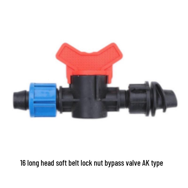 PE Pipe Valve Dripper, Greenhouse Drip Irrigation Connector with Switch Lock Nut and Bypass Male Thread Valve