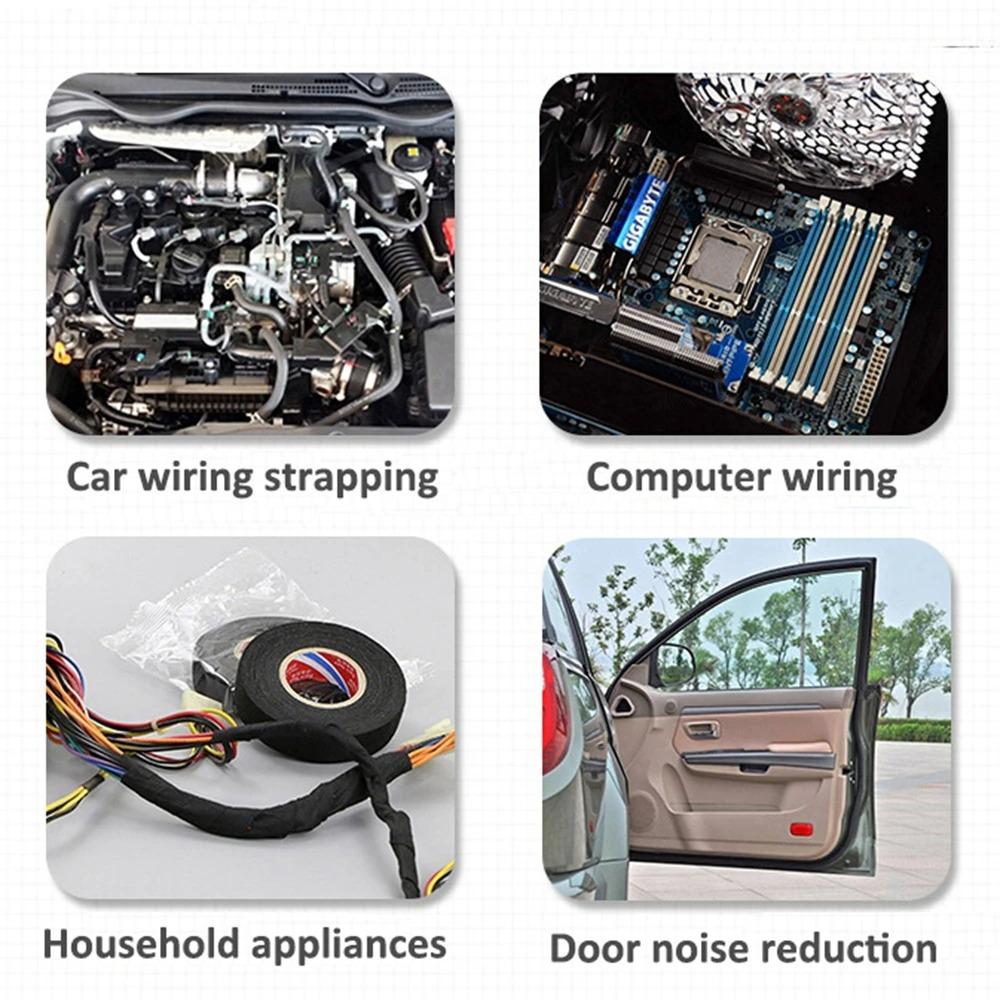 1pc 15m/590.55in Wire Harness Automotive Cloth Tape Adhesive High Noise  Proof Fabric Electrical Tape for Wrapping Wiring
