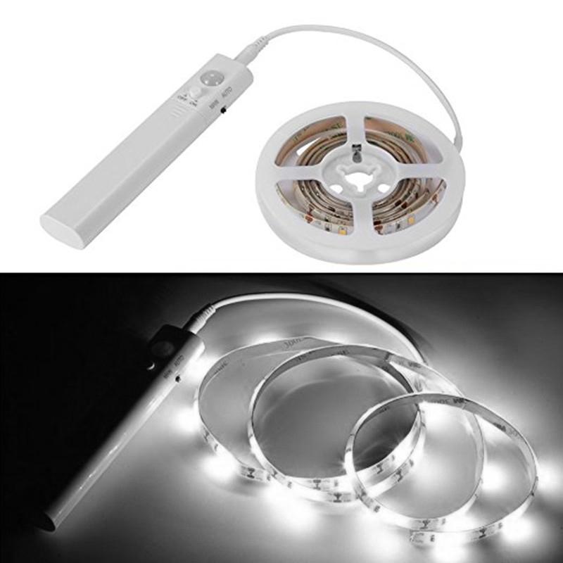 

1m 30-LEDs Light Strip 5V Battery Powered Sensing Light Indoor Lamp for Home Bathroom Cabinet Window Decor White Light