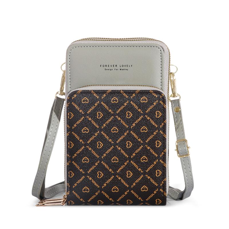 

Elegant Touch Screen Crossbody Phone Bag - Chic Multi-Purpose Shoulder Wallet with Secure Zipper, Fashionable PU Material Mini(Max Length 20cm)