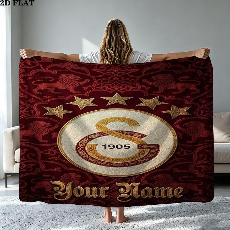 1PC Galatasaray S Custom Name Patterned Flannel Blanket Suitable For All Seasons for Home Decor Warmth and Comfort Gifts Holiday Present