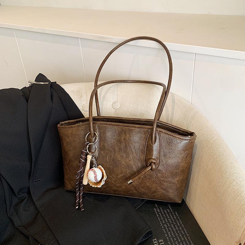 

Большая вместительная сумка женская повседневная сумка через плечо и подмышку большая сумка High Sense Commuter Tote no pendant темно-коричневого