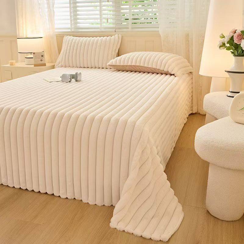 

Простота Однотонный Толстый Широкий Полоска Многофункциональное Одеяло Осень Зима Фланель Спальня Теплое одеяло Одеяло Для Отдыха 70x100cm молочный белый