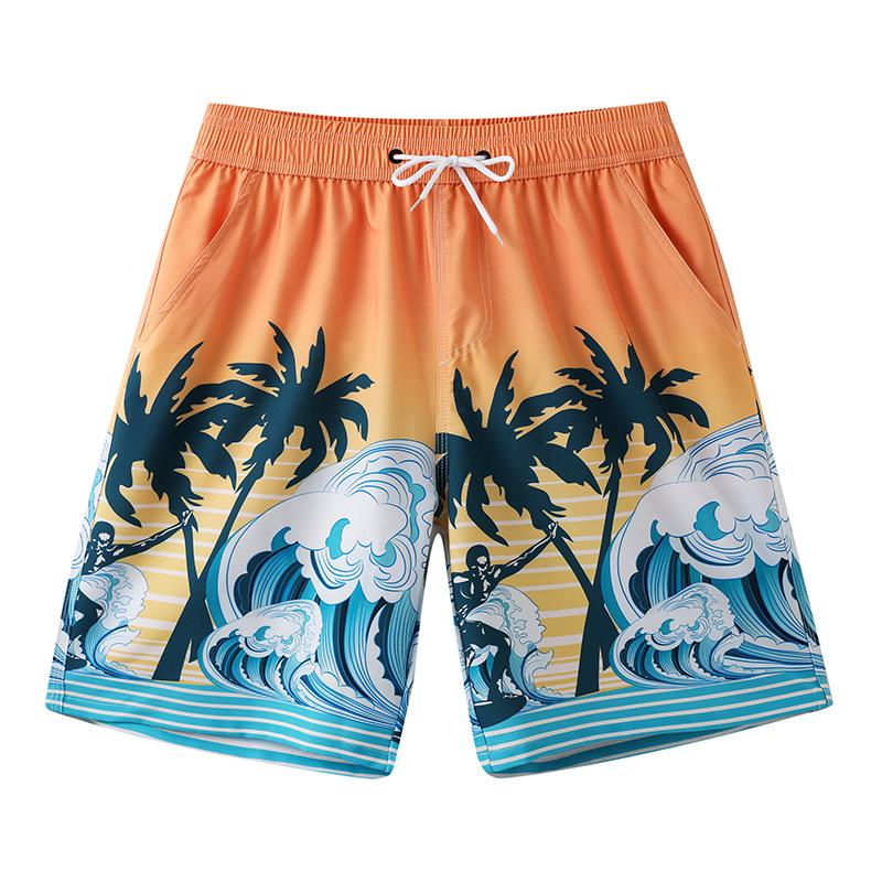 Beach Pants Men'S Anti-Embarrassment Sports Vacation Five-Point Pants Loose Version Surfing Quick-Drying Lined Swimming Trunks