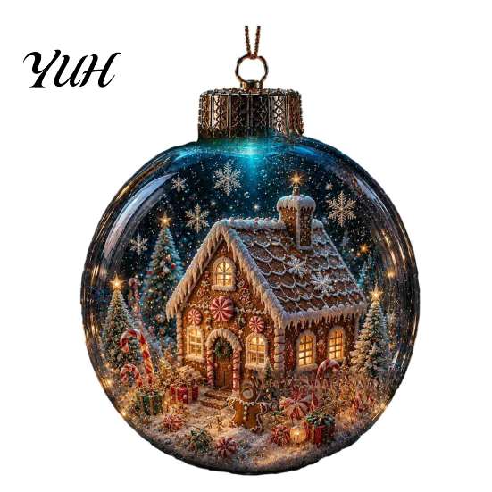 Holiday Keepsake Ornaments Glowing Christmas Ornament with Lanyard, Unique Styles Miniature Glass Pendant LED Tree Hanging Accessories Light,