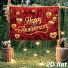 Plan 2D 1 pièce de tissu de fond commémoratif rouge en forme de cœur doré pour décoration de fête intérieure et extérieure