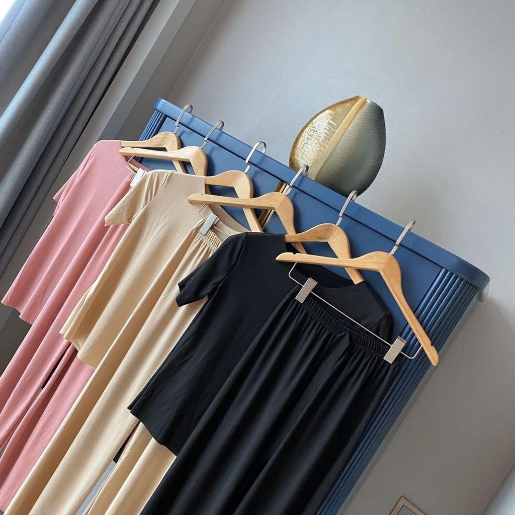 New Women's Solid Color Ice Silk Loungewear Two-Piece Set - Casual Soft Style