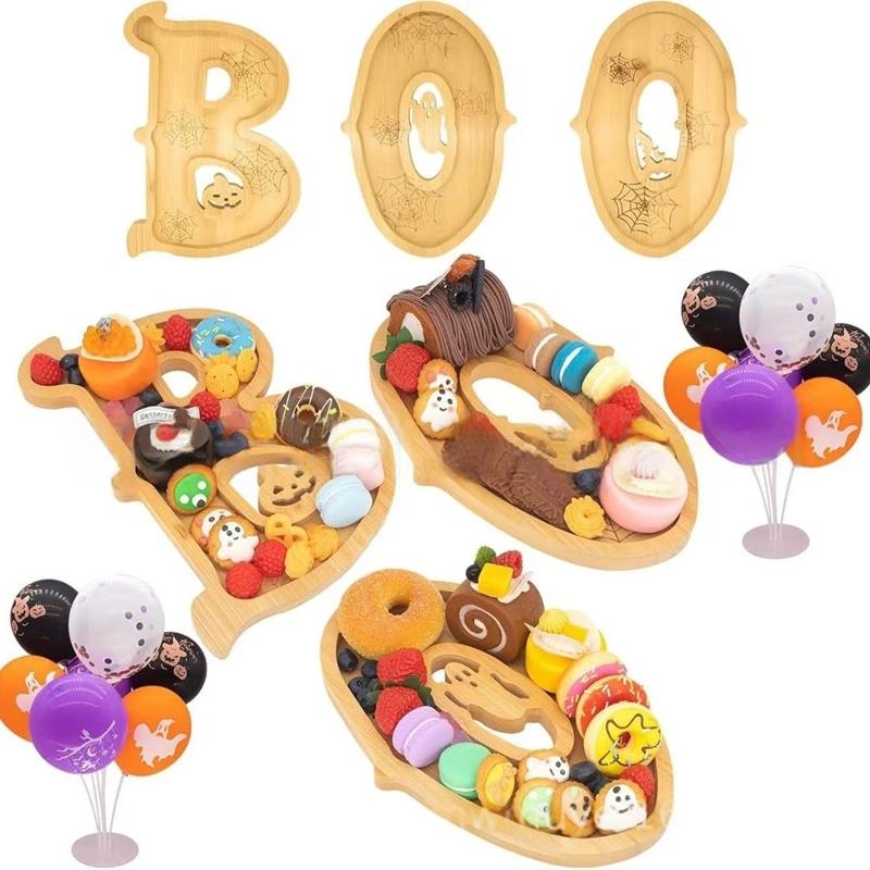 1-3pcs Halloween Party Charcuterie Board Wooden Cheese Board Charcuterie Platter Halloween Decorative Platter For Snack Food