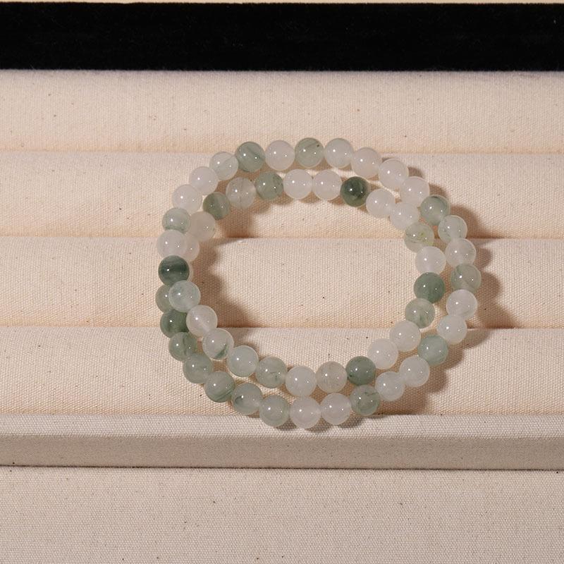 Tianshan Smaragd Jade Armband mit goldenem Faden & schwebenden Blumen für Damen & Herren