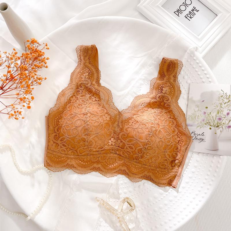 

Кружевной бесшовный бюстгальтер полной чашки - Летнее женское сексуальное тонкое нижнее белье с боковой поддержкой и в стиле жилета для маленькой груди XL (125-150 jin)
