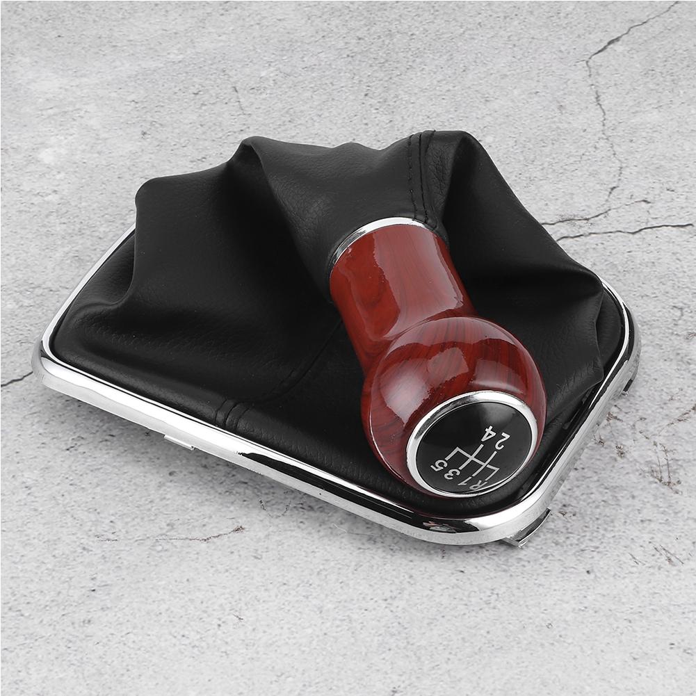 5rychlostní knoflík řadicí páky do auta z broskvového dřeva a PU kůže proti prachu Dover