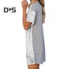 Women's Summer Sequin Midi Dress Casual Crew Neck Short Sleeve T-shirt Dress Sparkly Cocktail Party Dress