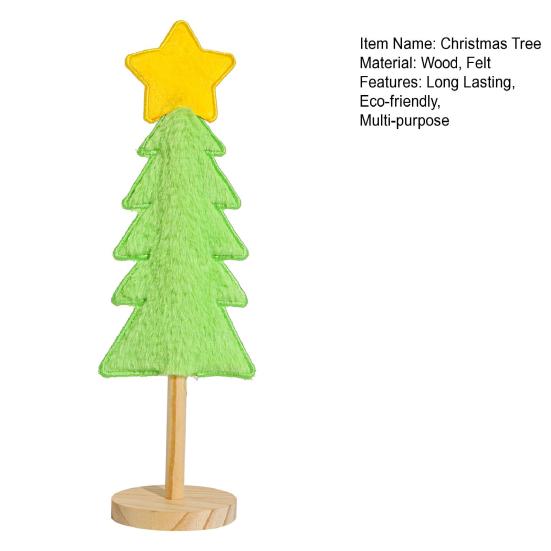 Small Tabletop Christmas Tree Ornament with Wooden Base Mini Artificial Christmas Tree Holiday Home Decoration