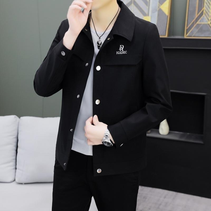New Coat Men's Spring and Autumn Trendy Slim Korean Style Handsome Lapel Jacket Simple and Versatile Casual