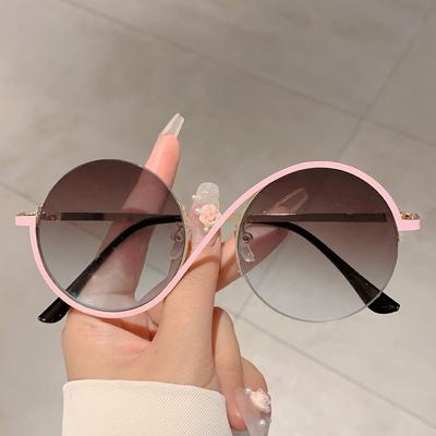 2026 Moda Okrągłe Gradientowe Okulary Przeciwsłoneczne Damskie Nowe Szykowne Koreański Styl Dekoracja Okulary Oversize Wakacje Plaża Anti UV Okulary Przeciwsłoneczne