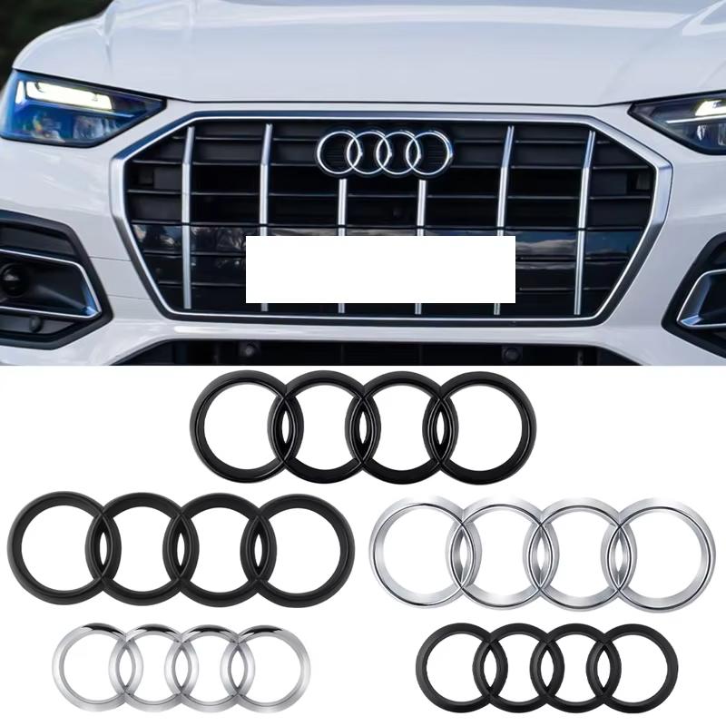 Audi Logo Badge Car Front Grille Rear Trunk 4Ring Emblem Sticker For Audi A1 A3 A4 A5 A6 A7 S3 S4 S5 S6 RS3 RS4 RS5 RS6 Q3 Q5 Q7