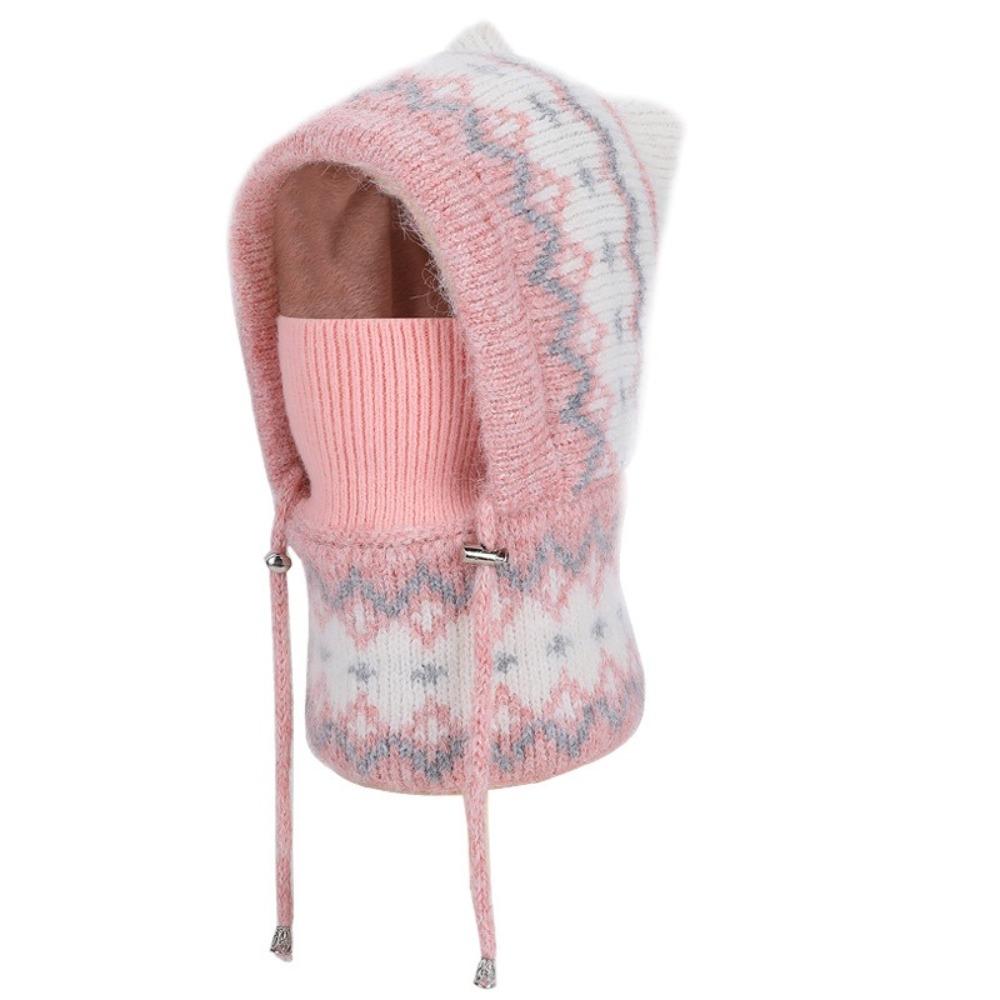 Integrated Warmth Knitted Beanie Hat Knitted Hooded Cap Cute Winter Hat with Scarf  Outdoor Sports