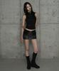 ETRE AU SOMMET Zipper Halter Turtleneck Point Pocket Hoodie (Black)