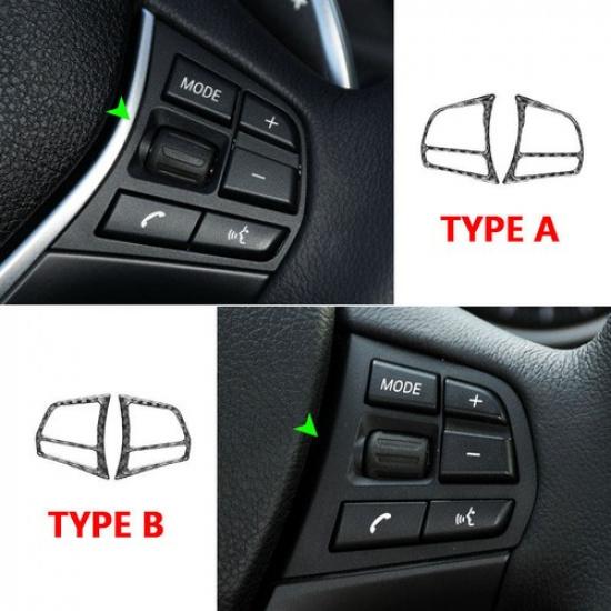 Carbon Fiber Steering Wheel Button Cover Trim For BMW 3 Series GT F30 F34 13-19