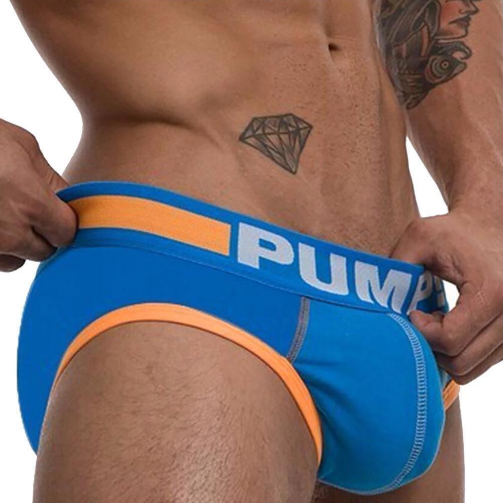 Pump! Men's Low Waist Sexy Triangle Underwear U Convex Hip-lifting Cotton Breathable Knickers
