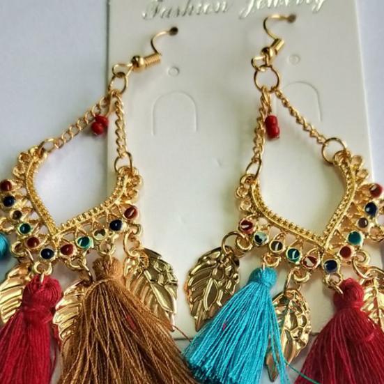 1 Pair Dangle Earrings Ethnic Style Fade-Resistant Decorative Tassel Hook Earrings Jewelry