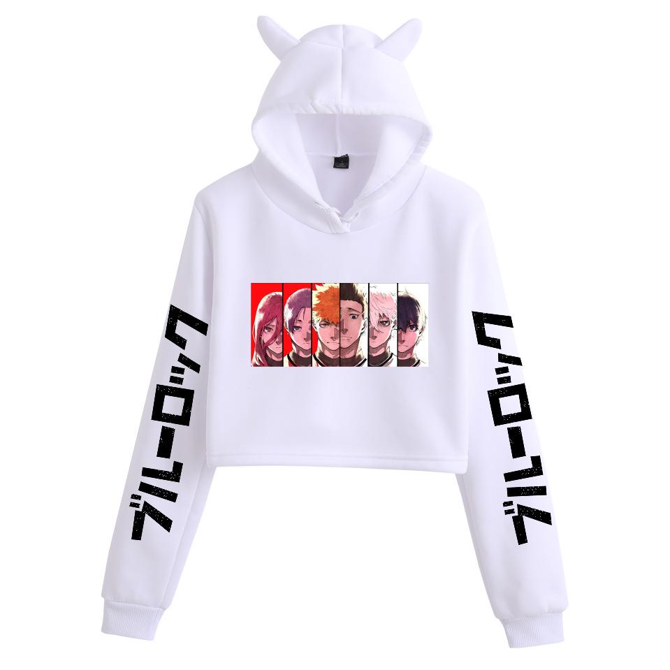Blue Lock Cat Ear Hoodie for Women - Two-Dimensional Print, Casual, Autumn/Winter
