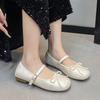 French Flat-bottomed Silver Bow Ballet Light-mouth Single Shoes Women's 2025 Autumn New Mary Jane Soft-soled Small Leather Shoes