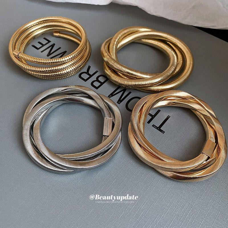 European and American Metal Winding Thread Vortex Bracelet European and American Personality Cold Wind Bracelet Light Luxury High Sense Hand Jewelry