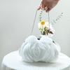 Elegant White Floral Clutch Bag Bridesmaid Evening Wedding Party Soft Silk Nylon Lined Oval Lock