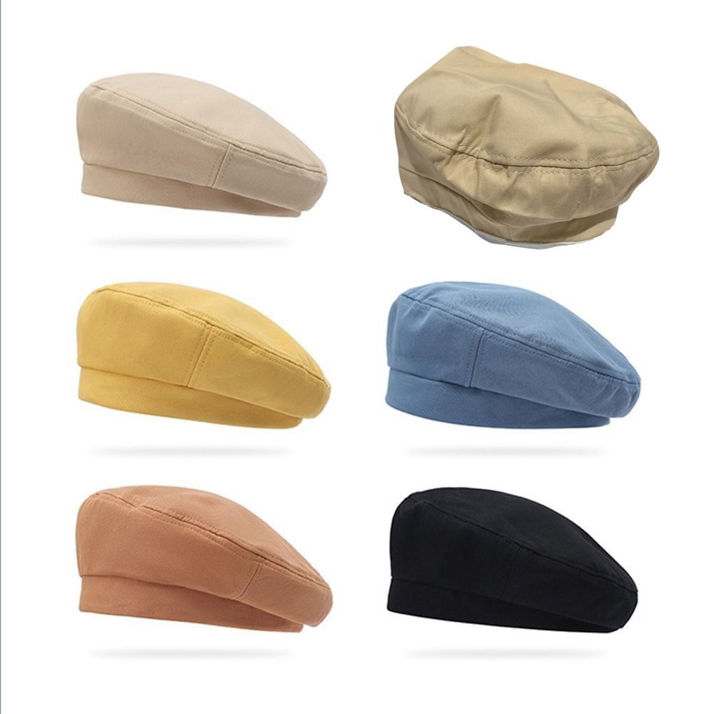 Sweet Solid Color Berets Japanese Style Retro Painter Cap Fashion Cotton Berets Hat Female