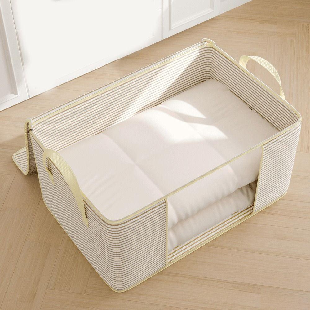 Large Capacity Striped Visible Storage Bag Non-Woven Fabric Quilt Storage Box Quilt Storage