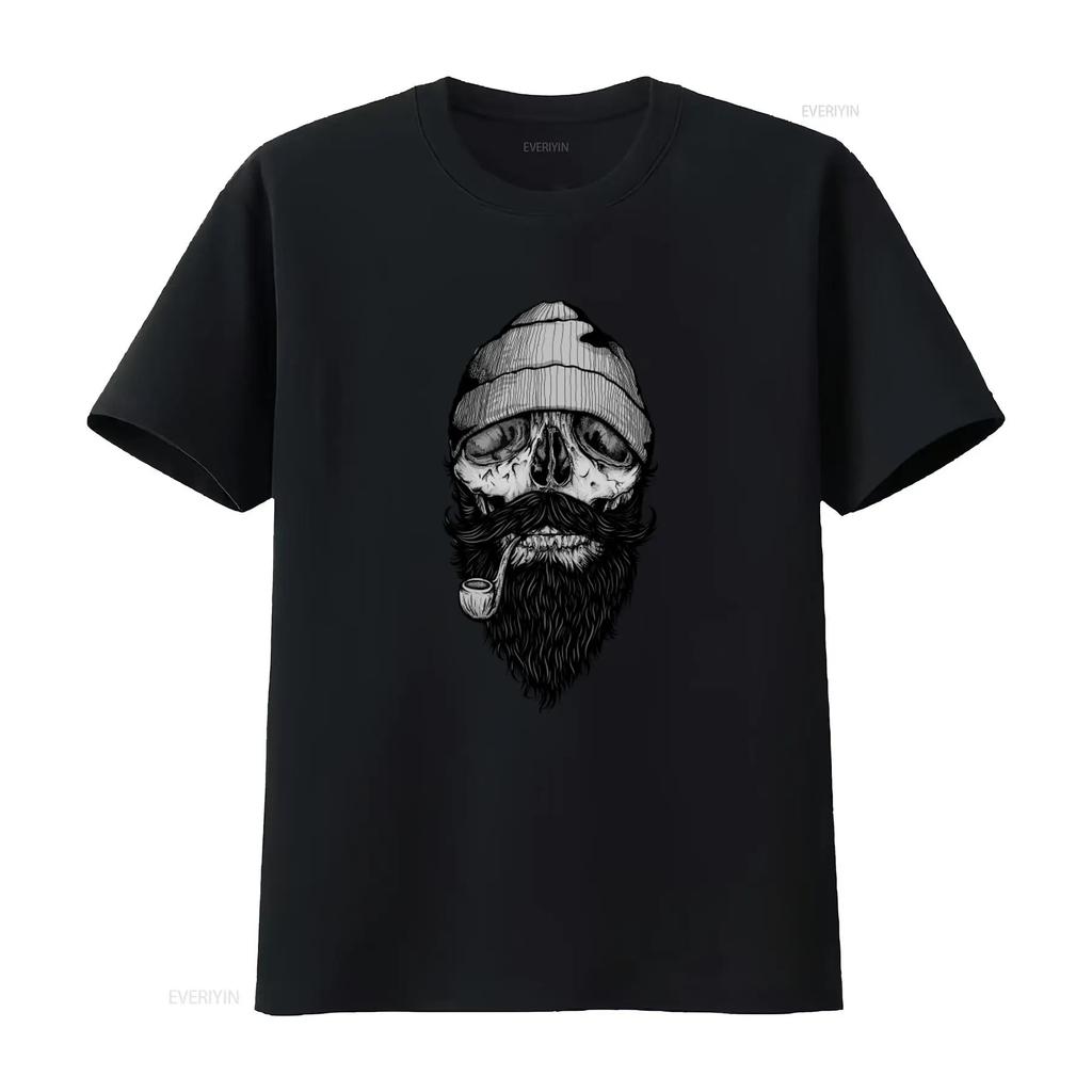 Unisexs Bone Sailor Skull Beard Pipe T Shirt Fun Design Sizes Small To 4xl Vintage Fashion Designer Clothes