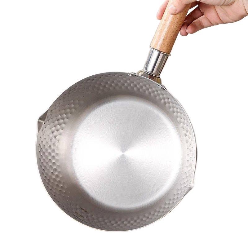 Extra Thick 304 Stainless Steel Yukihira Milk Pot, Uncoated for Baby Food, Cooking Noodles, Small Household Pan