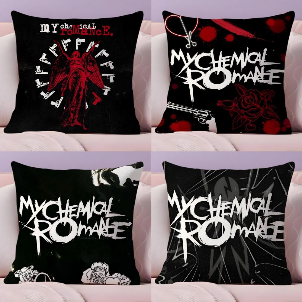Hot Rock My Chemical Romance Band Cushion Cover Plush Fabric Soft Double-Sided Printed Sofa Pillow Case Colorfast Home Decor