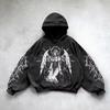 Retro Gothic Grafikdruck Hip Hop Hoodie für Y2k Grunge Punk Lässiger Lockerer Pullover Damen Streetwear Sweatshirt Hoodies